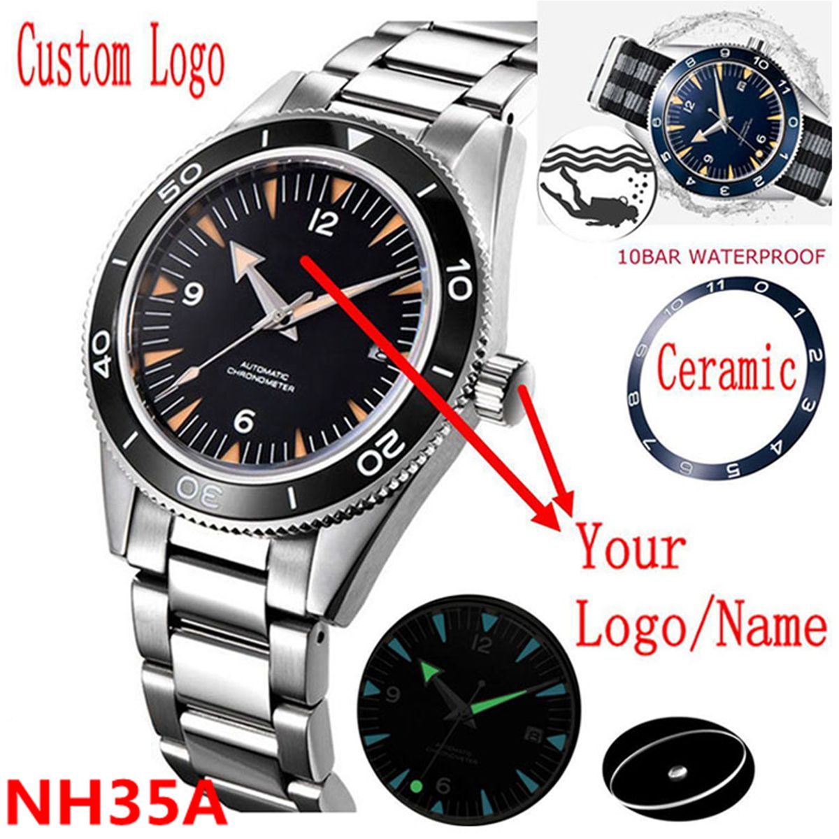 Luxury Watch Collection - Custom Logo NH35 Movement Watch 10bars