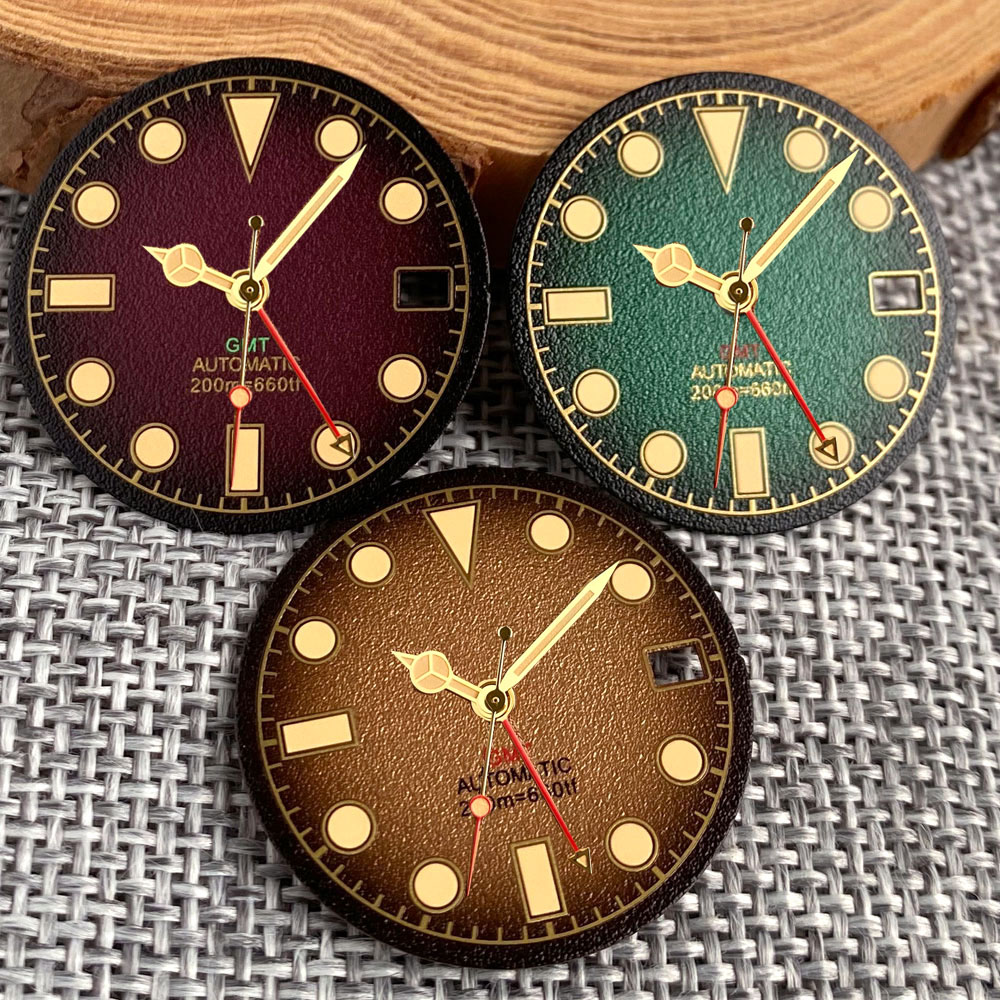 Luxury Watch Face - Luminous Brown Green 29mm Watch Dial