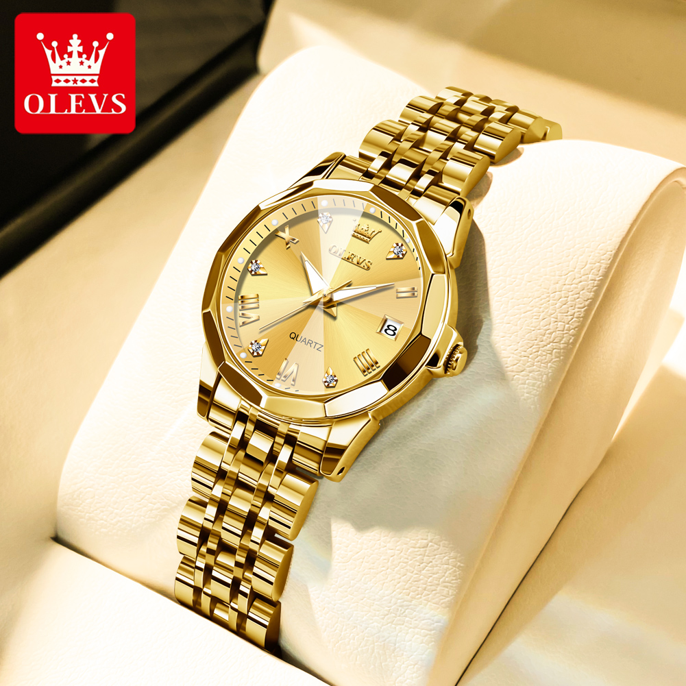 Luxury Watch Female - OLEVS Fashion Golden Watch for Women