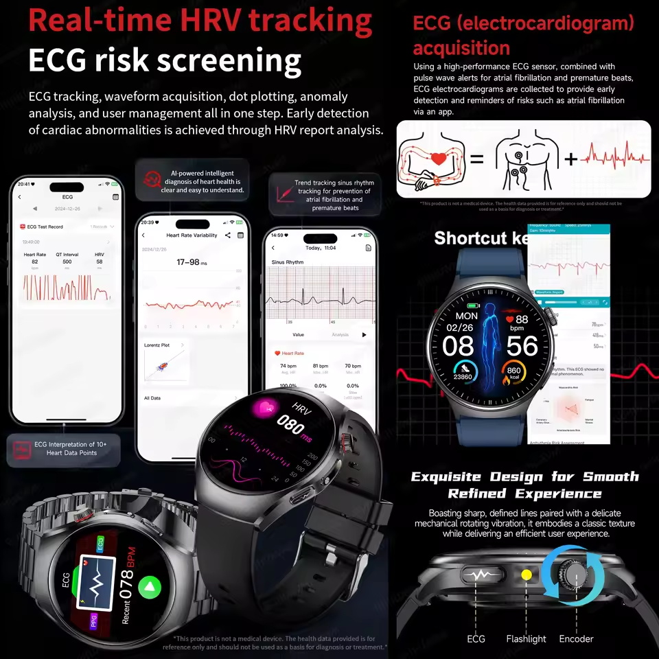 New Accurate ECG Smart Watch B - Gmt Dual Timezone Watch recension och pris