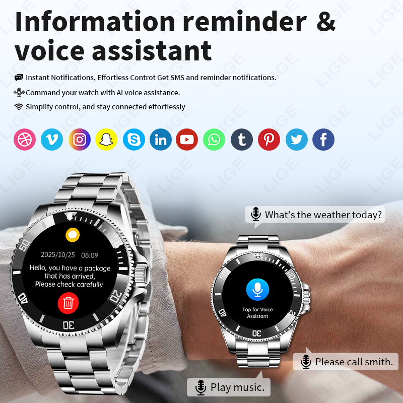 LIGE Business Smart Watch Men  - Luxury Watch Hd recension och pris