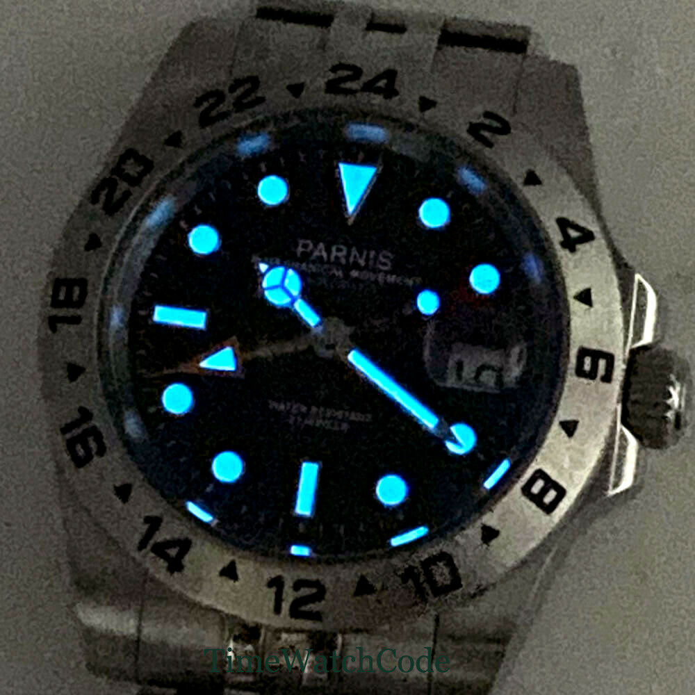 Parnis 40mm Sapphire Glass Aut - Gmt Dual Timezone Watch recension och pris
