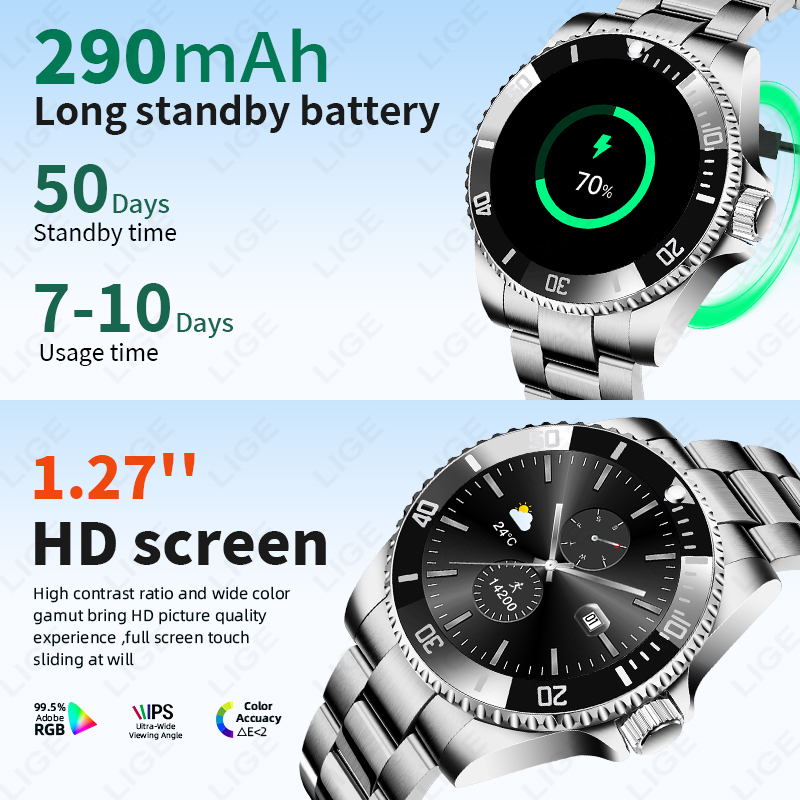 LIGE Smart Watch Luxury Steel  - Luxury Watch Hd recension och pris