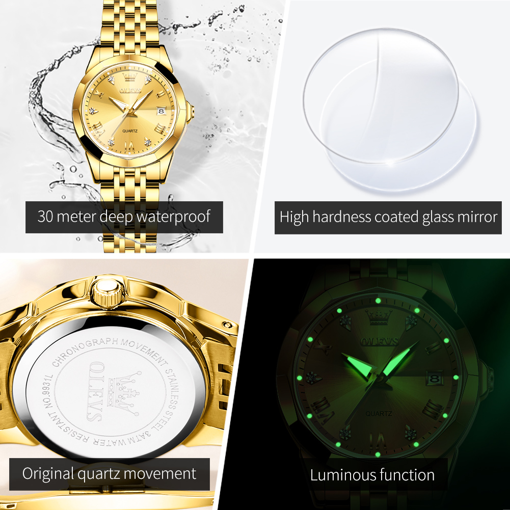 OLEVS Fashion Golden Watch for - Luxury Watch Female recension och pris
